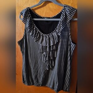 Style & Co. Black and White Ruffle Blouse